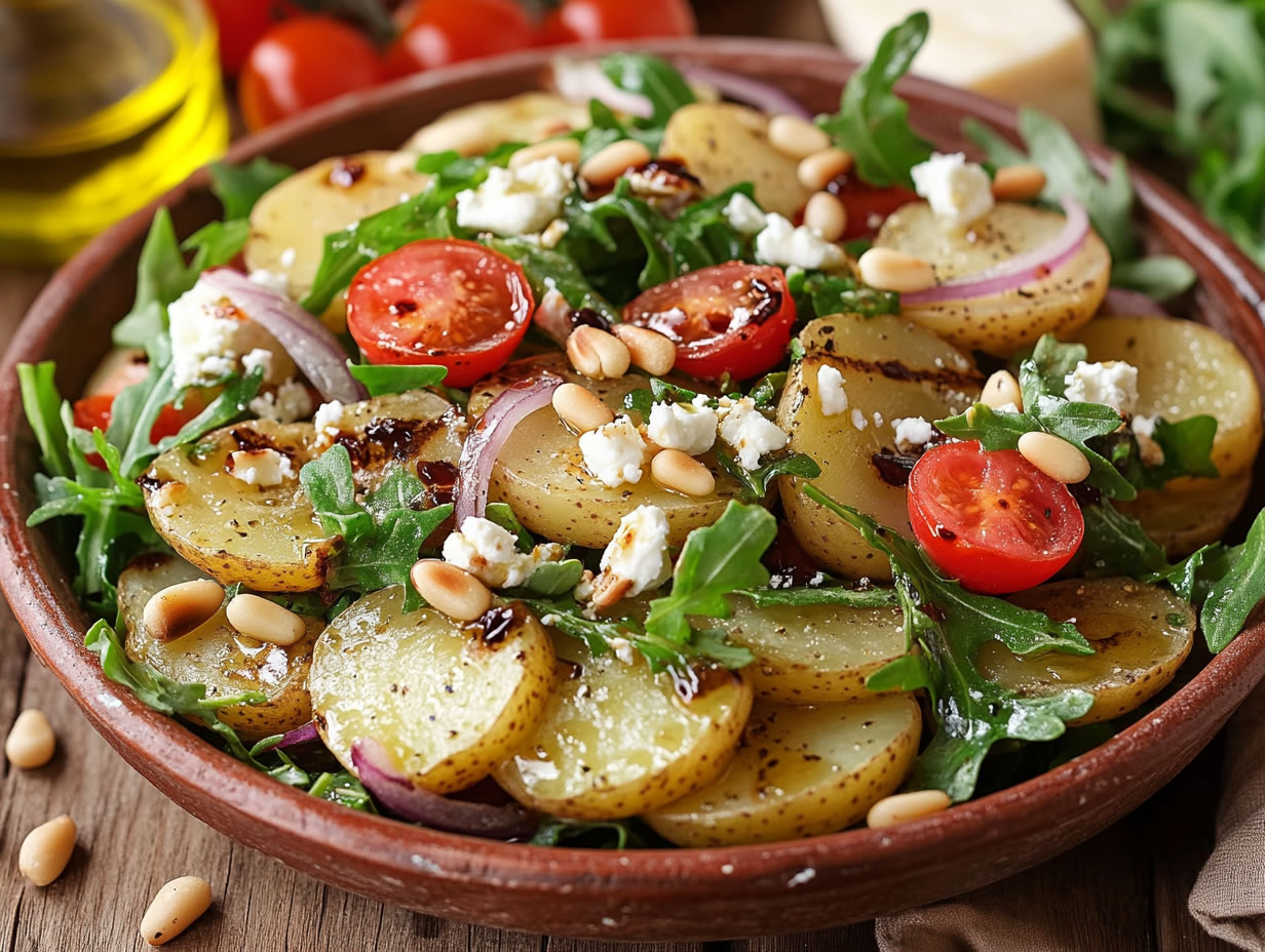 Kartoffelsalat mit Rucola und Schafskäse